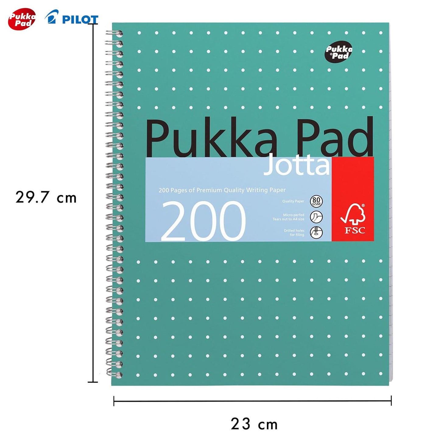 Pukka Pad, A4 Metallic Jotta Book 3 Pack � 21 x 30cm +  Pilot BX V5 Black Hi-Tecpoint Extra Fine Rollerball Pen 0.5 mm Nib Tip 0.3 mm Line Width (Pack of 6)