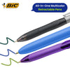 3x Pilot G2 Violet Gel Pen & 3x BIC Grip 4 Colour Retractable Pens Perfect Pack for Students & Pros