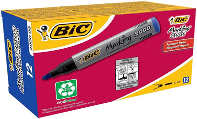 BIC Marking 2000 ECOlutions Permanent Bullet Tip Markers Blue - Box of 12 - 1 to 5 Packs