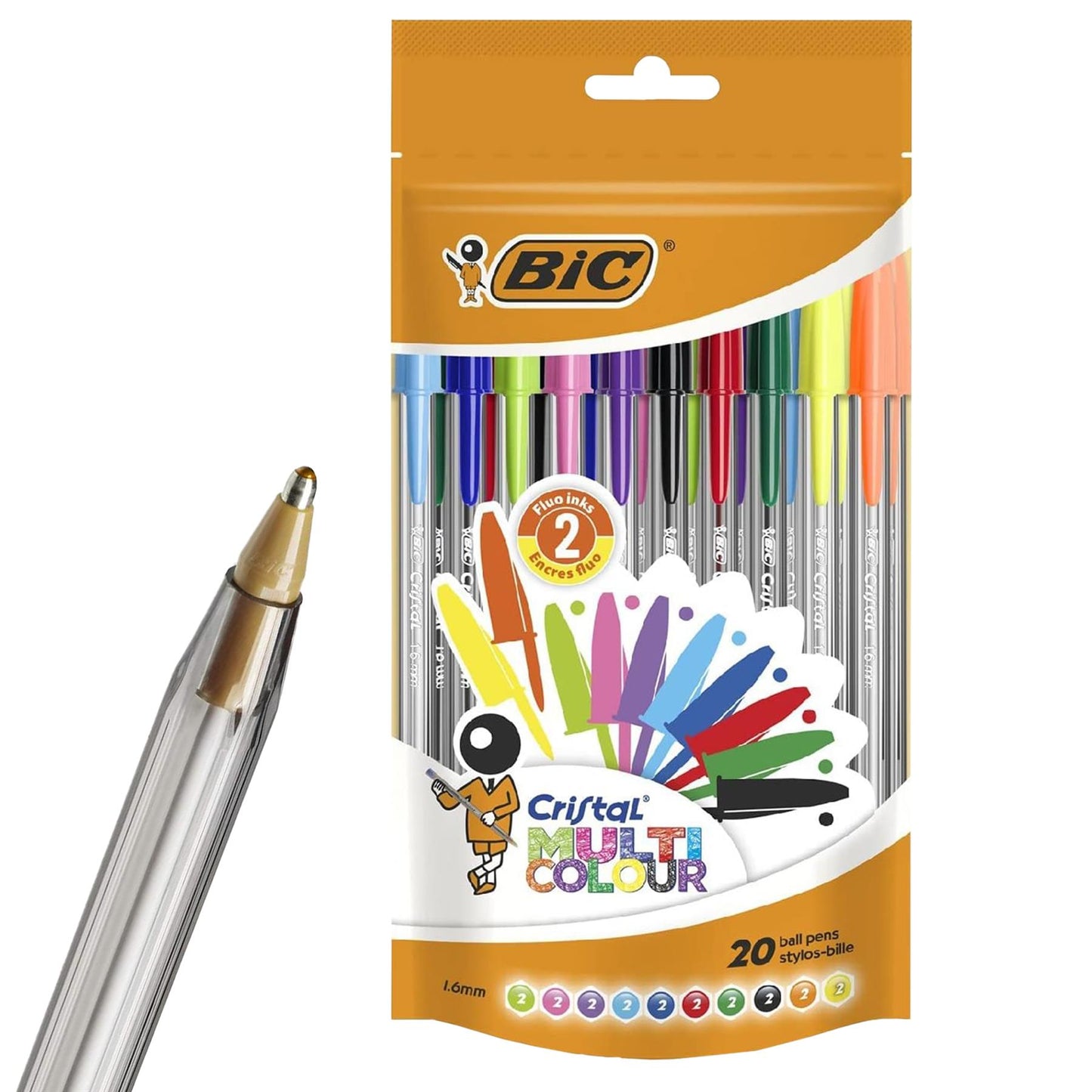 Pukka Pad Pastel Jotta Pad, A4, Pack of 3 + BIC Cristal Multi Colour Ballpoint Pens pack of 20