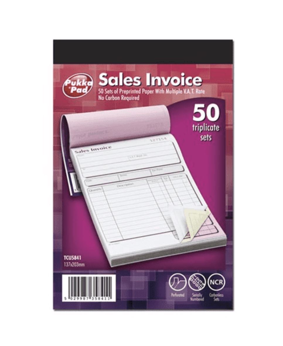 Pukka Pad NCR Triplicate Sales Invoice Book 203 x 137mm - Single - 1 to 36 Packs