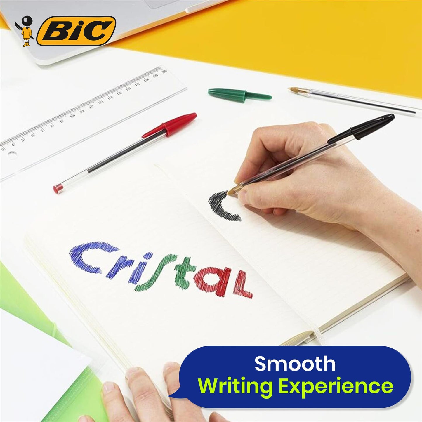 BIC Cristal 10 Pack Ballpoint Pens & 1Pcs Tipp-Ex Shake'n Squeeze Quick-Drying Correction Pen