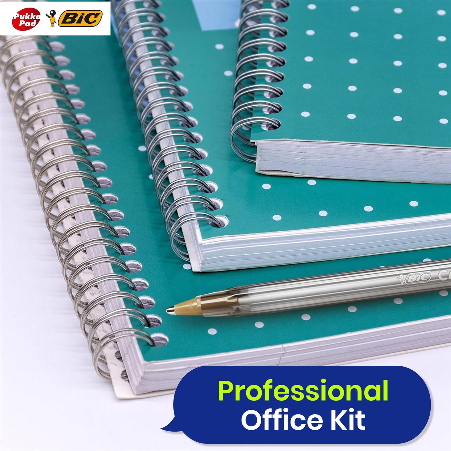 Pukka Pad 3x A4 Jotta Notebook & BIC Cristal Fun Ballpoint Pens Pack of 20 Ideal for School and Office Use