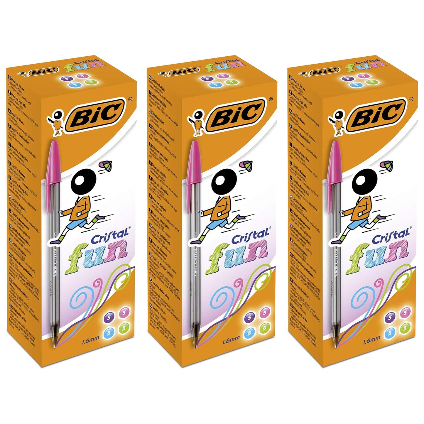 20x BIC Cristal Fun Ballpoint Pens 1.6mm Assorted Colours