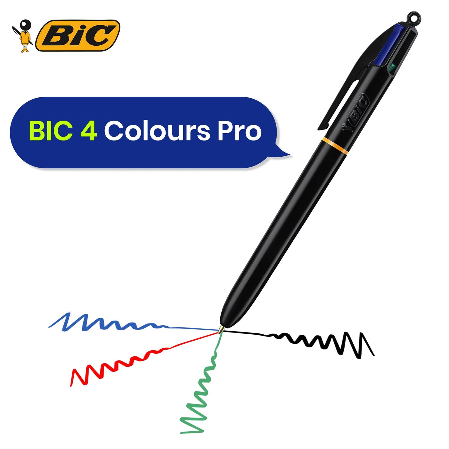 BIC 18 Kids Colouring Pencils, 3 Four-Colour Retractable Ballpoint Pens, & 4 Grip Highlighters for School & Office