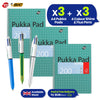 Pukka Pad 3x A4 Jotta Notebook & Pack of 3 BIC 4 Colours Pen Shine & Fluo Ideal for School and Office Use