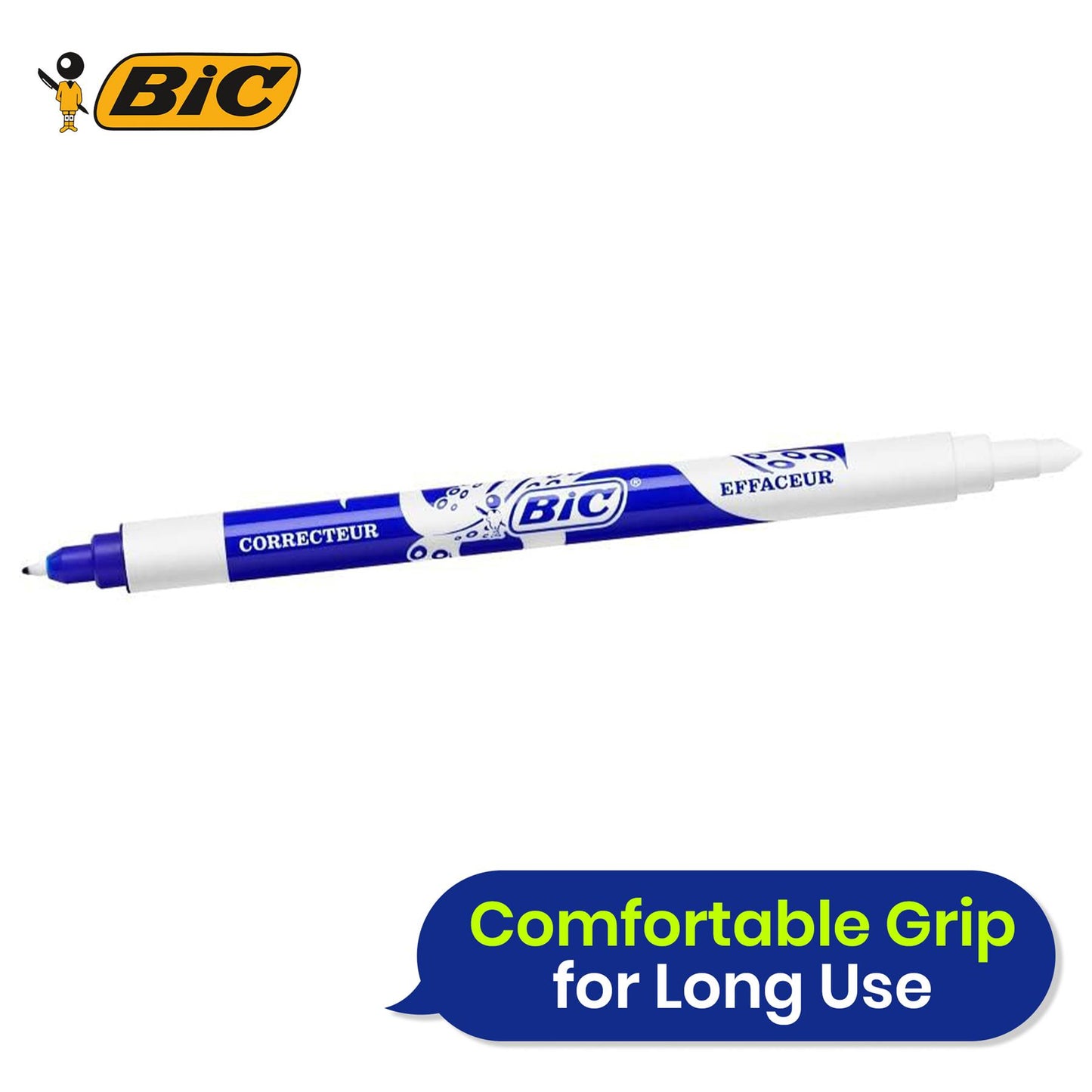 BIC Dual Tip Ink Eraser Rubber with Precision Ink Removal for Home & Office