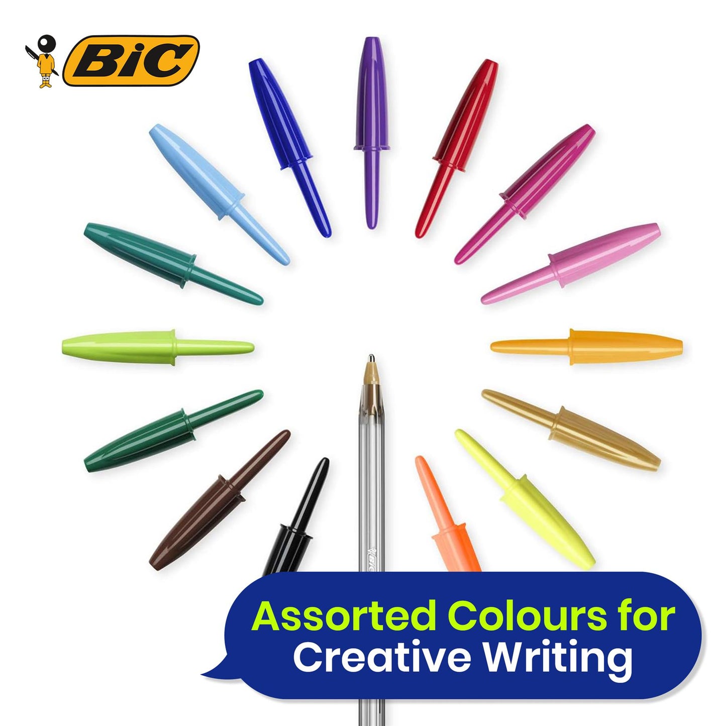 20x BIC Cristal Fun Ballpoint Pens 1.6mm Assorted Colours