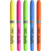 Bic brite liner Grip (1.6 to 3.3 mm) Chisel Tip Highlighter Pen Assorted (1 x Pack of 5 Highlighter Pens) - 1 to 5 Packs