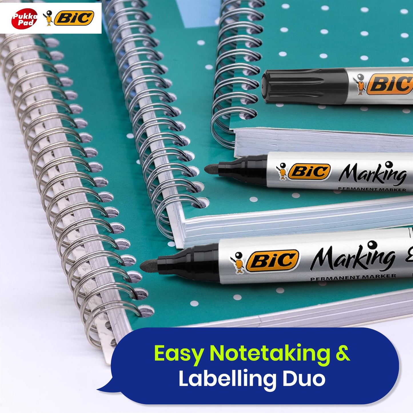 3x Pukka Pad A4 Notebooks & 12x BIC Marking 2000 ECOlutions Markers for Office Use