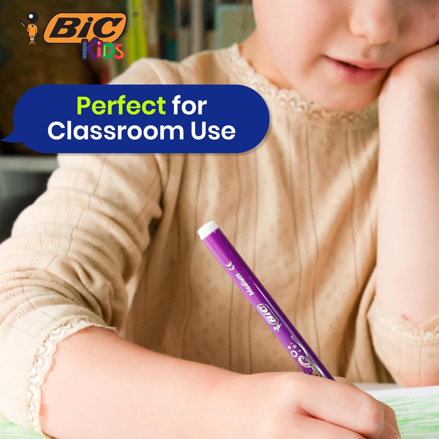 BIC Kids Felt Tip Pens with Medium Blocked Tip 24 Colours