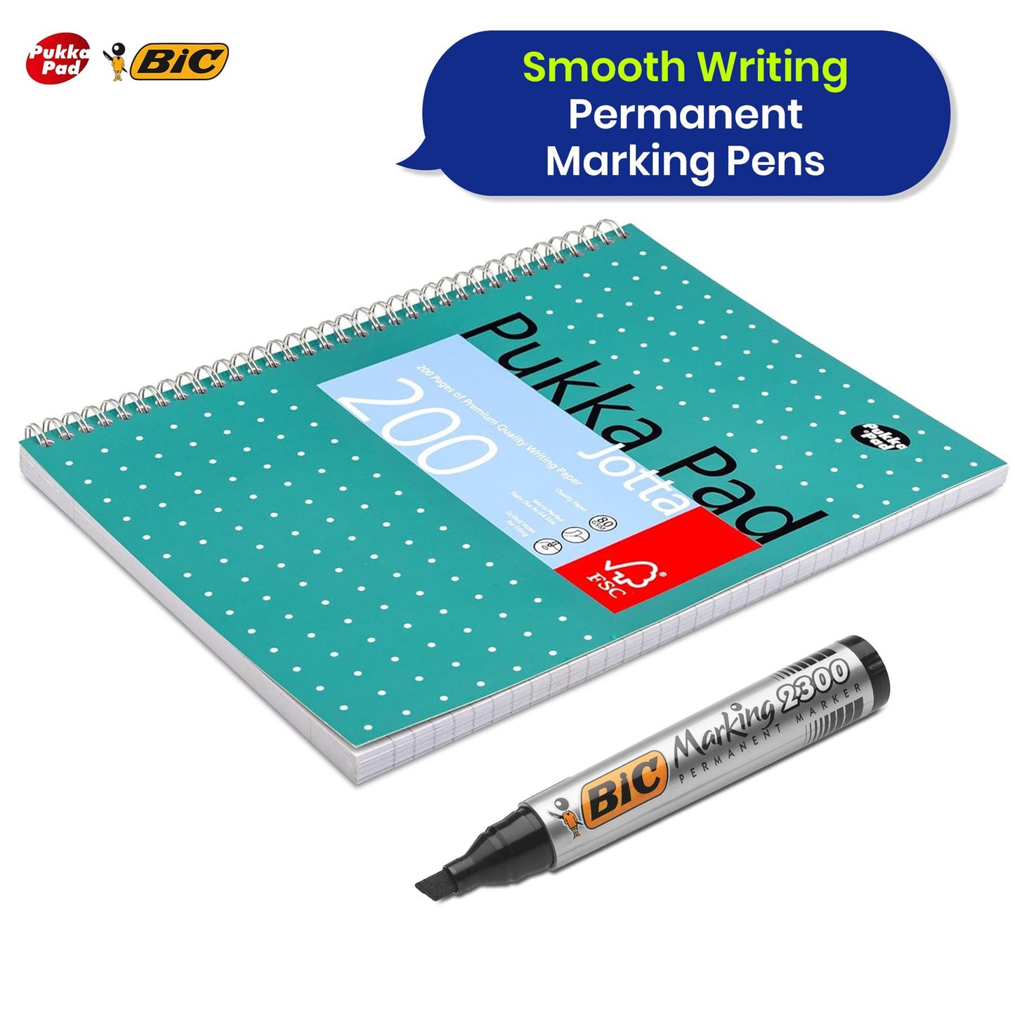 Pukka Pad, A4 Metallic Jotta Book 3 Pack + BIC Marking 2300 ECOlutions - Pack of 12