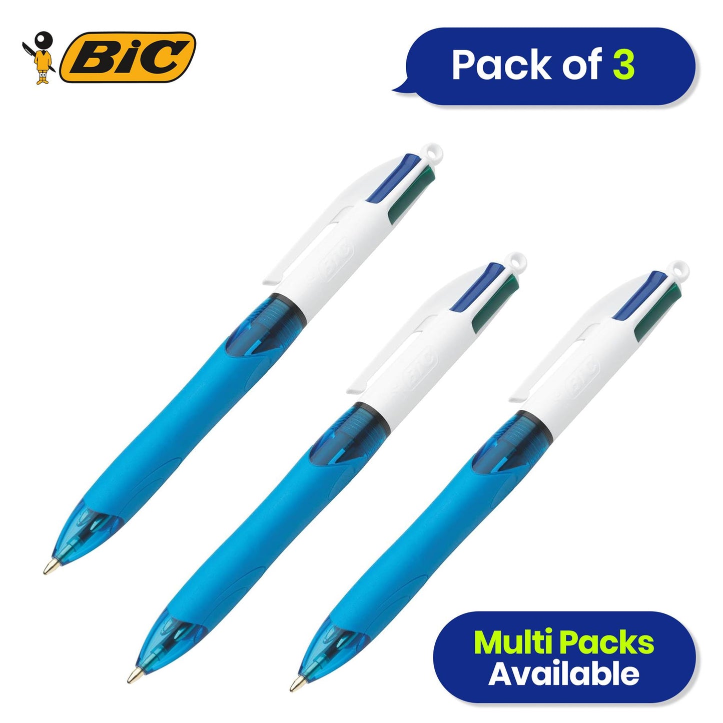 BIC 4 Colour Ballpoint Pens, 2 Pack & 3x BIC 4 Colour Retractable Pens & Pukka Jotta Pad A5