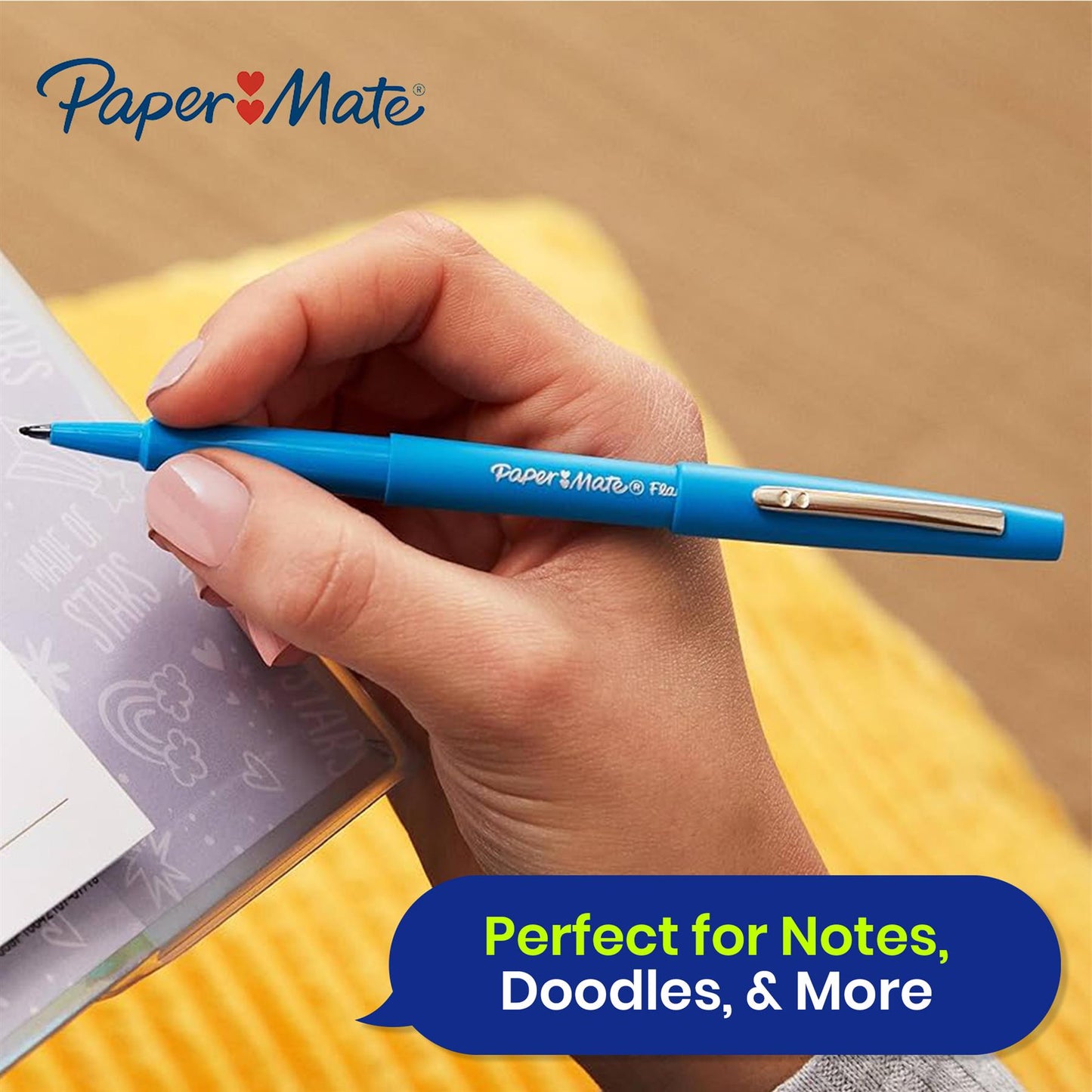 Paper Mate 8 Pack Flair Felt Tip Pens & Pukka Pad 3 Pack A4 Notebooks, 200 Pages for Office & School