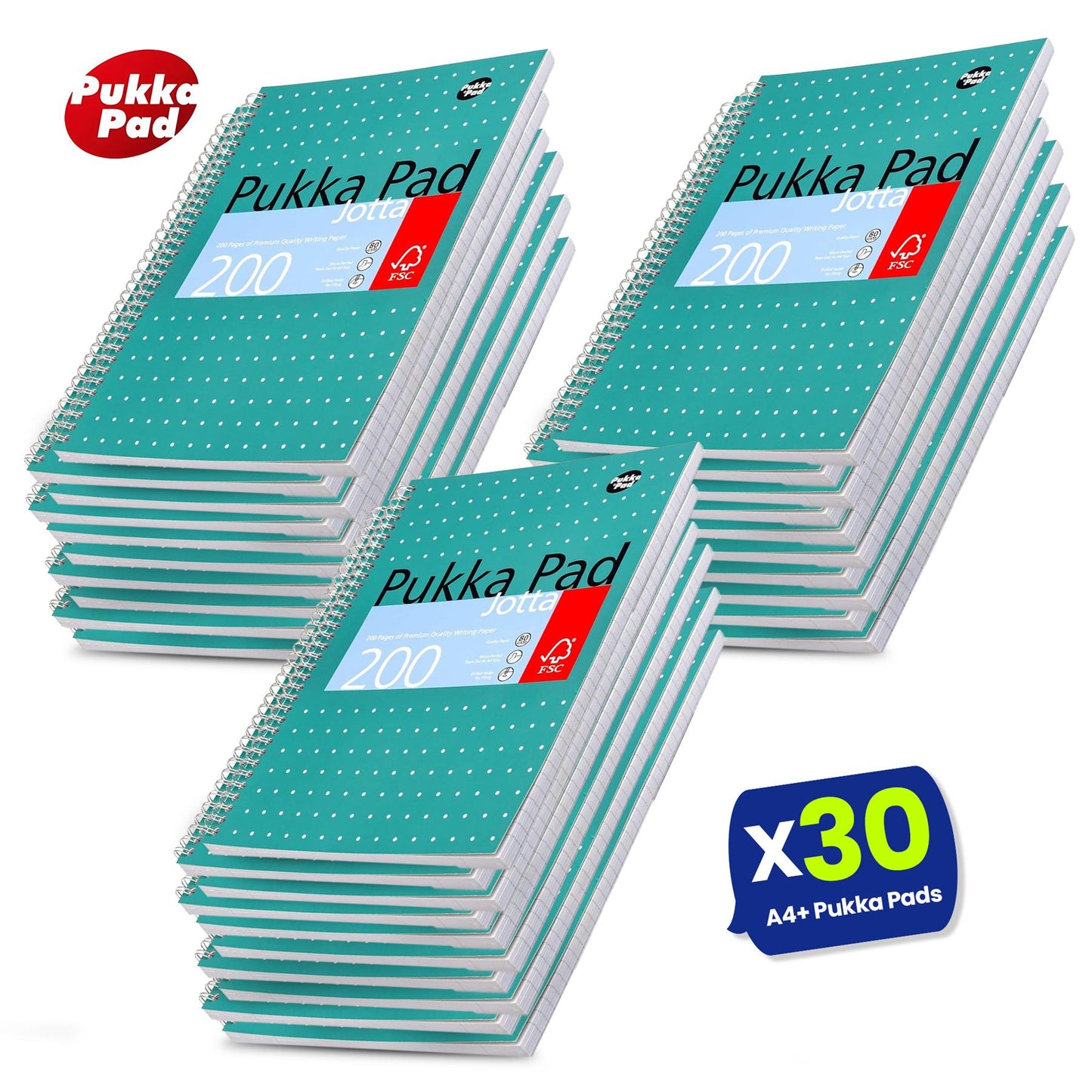 Pukka Pad A4+ Metallic Jotta Book, 200 Pages, 8mm Lined Green, 80 GSM, Wirebound & Perforated for School & Office Use