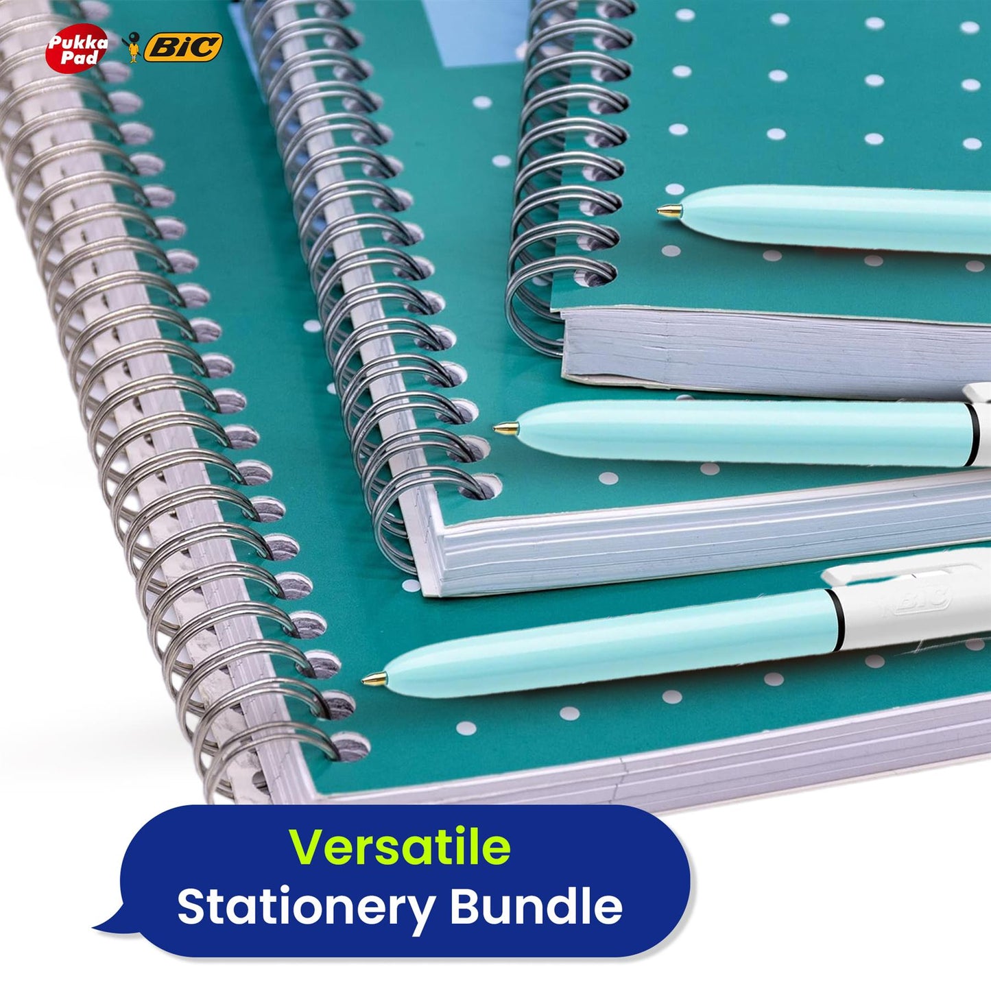 Pukka Pad 3x A4 Jotta Notebook & Pack of 3 BIC 4 Colour Fun Pen Ideal for School and Office Use